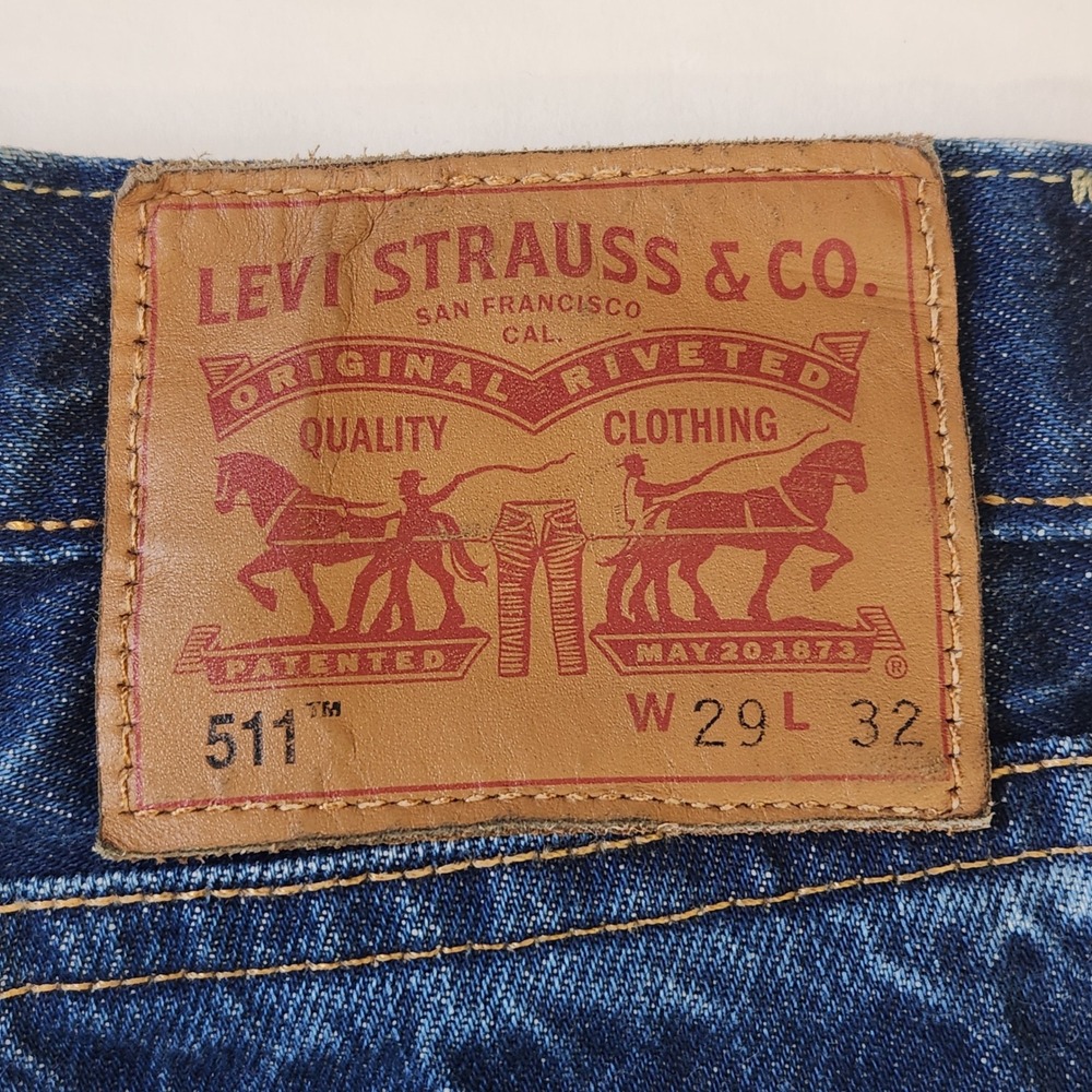 Levis 511 Slim White Oak Cone Denim Selvedge Jeans USA Made 29x32 Fits 29x30.5 - Picture 3 of 13